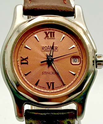 Roamer Stingray Swiss Made Watch Salmon Guilloché Dial Date +
