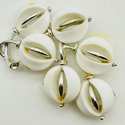 Vintage Lisner White Lucite Brooch Modernist Abstract