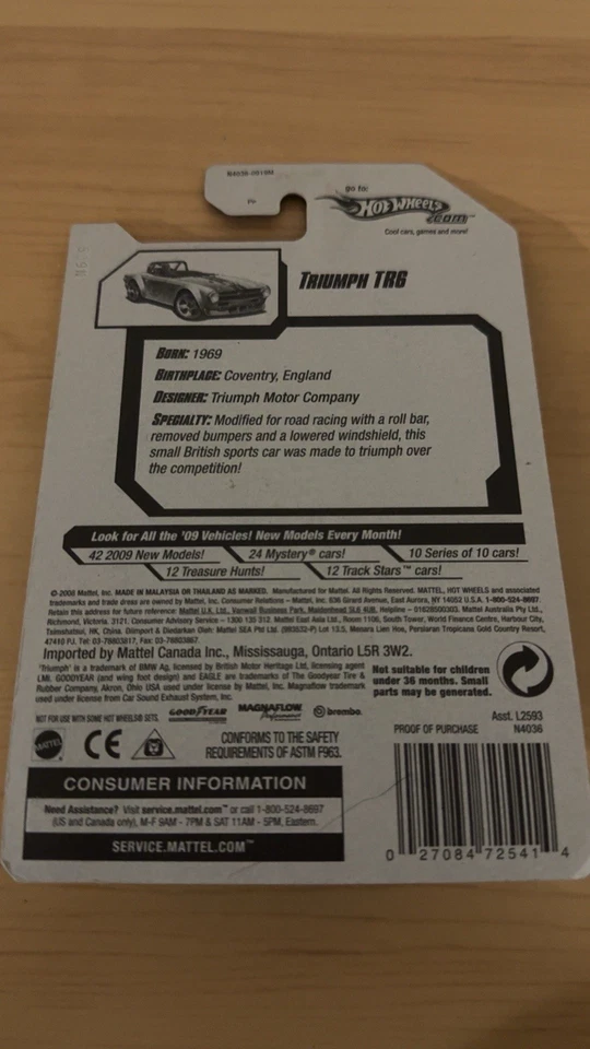 Hot Wheels Triumph TR6 2009 nuevos modelos 033/190 S47 Foto 2 de 2
