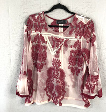 Fairy Grunge Top Womens XS Lace Bell Embroidery Boho Feminine Beach Coquette
