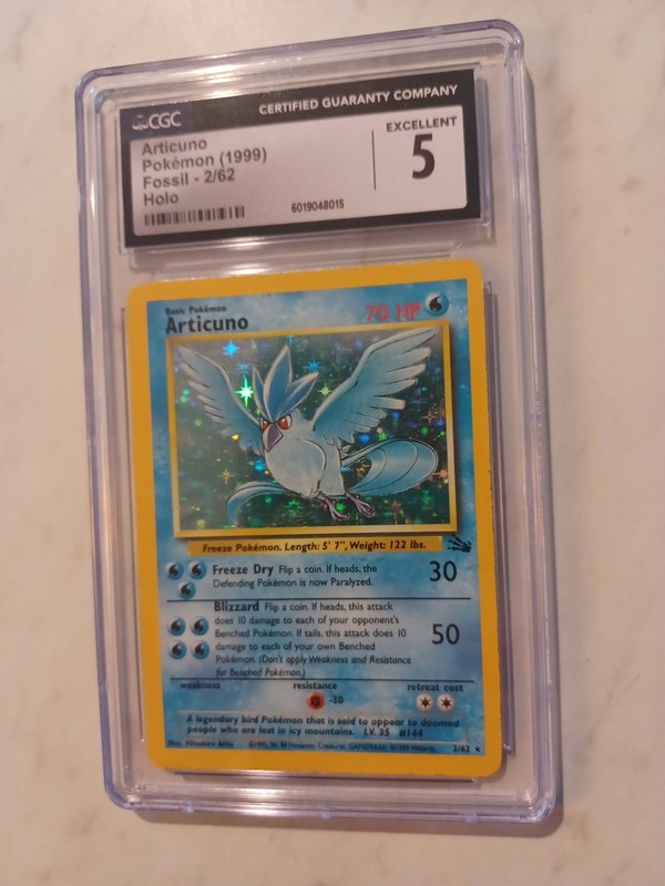 1999 Articuna Pokemon Fossil 2/62 Holo CGC Excellent 5 Vintage TCG Card