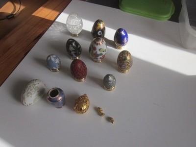 12 Franklin Eier Sammlung einige Ring 2 schwere Rest normale Eier alt gebraucht