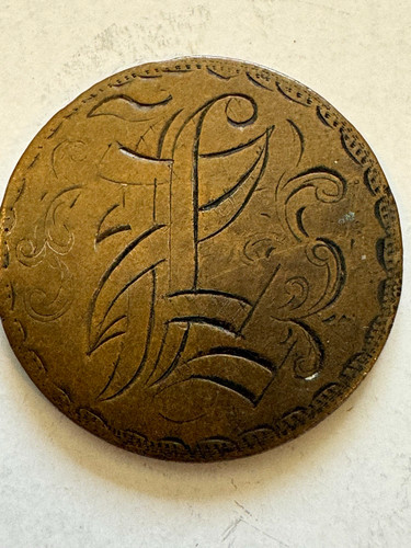 Antique Love Coin Token - Rare on US 2C Two Cents Bronze Philadelphia