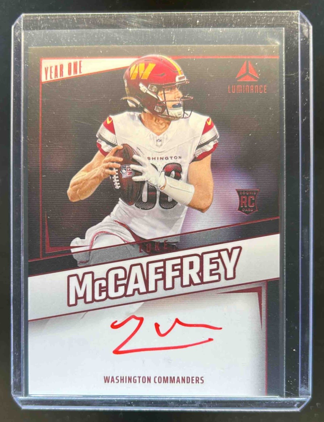 2024 Panini Luminance Luke McCaffrey Year One Signatures RPS RC Red Auto YOS-LMY