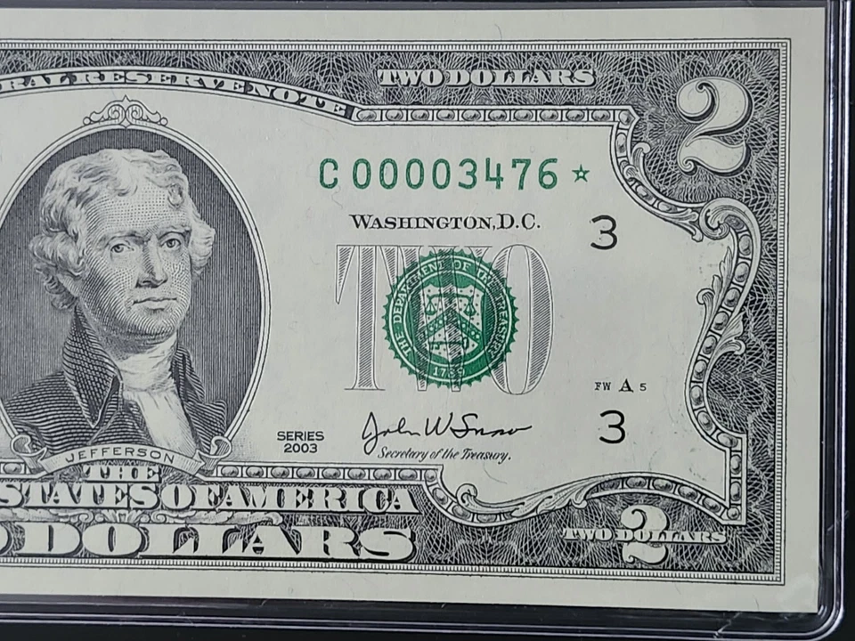 2003 $2 BEP STAR NOTE PHILADELPHIA DISTRICT "ONLY" 16k PRINTED C00003476* - Image 4 of 4