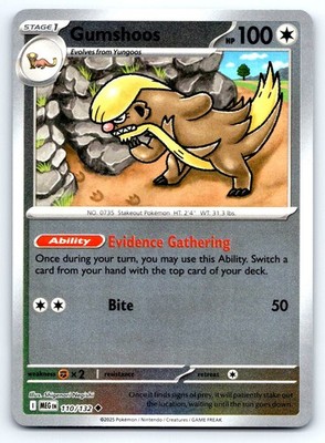 Pokemon Gumshoos - ME01: Mega Evolution MEG Reverse Holo 110/132 NM TCG