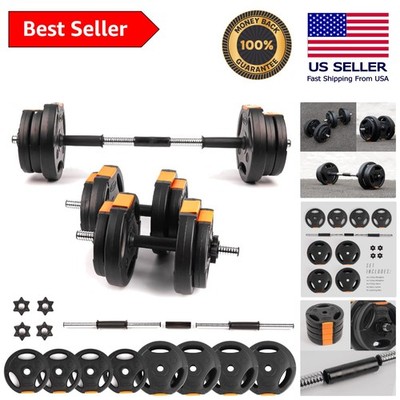 Compact 15kg Dumbbell and Barbell Set: Versatile Weight Training Solution