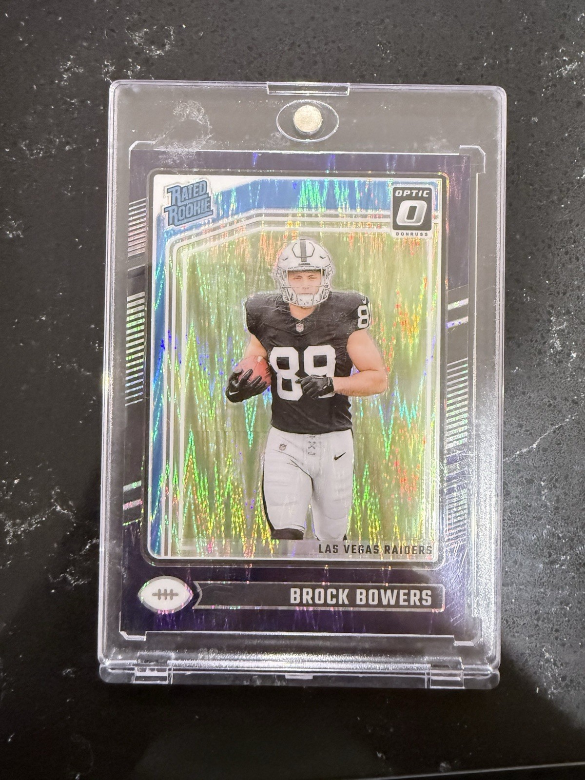 Panini 2024 Donruss Optic Brock Bowers Rated Rookie PURPLE SHOCK Prizm #215