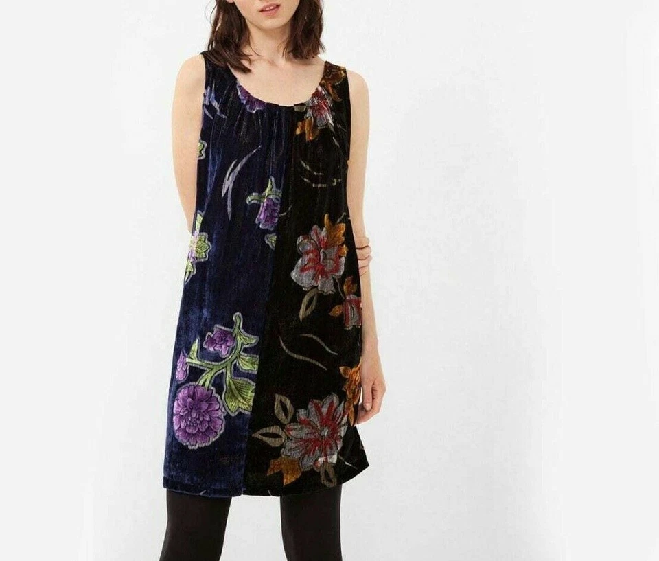 Desigual Damen Slip Kleid Kurz Mehrfarbig Floraler Samt As2 Größe S EU 38 - Bild 2 von 4