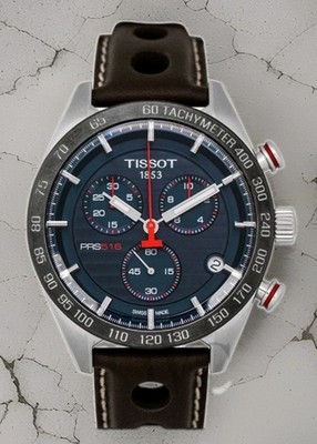 Tissot PRS 516 Chronograph Blue Dial Leather Men's Watch T100.417.16.041.00