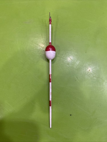 Vintage Wooden Fishing Bobber Float Cork Red & White Hand Painted Tackle 8”