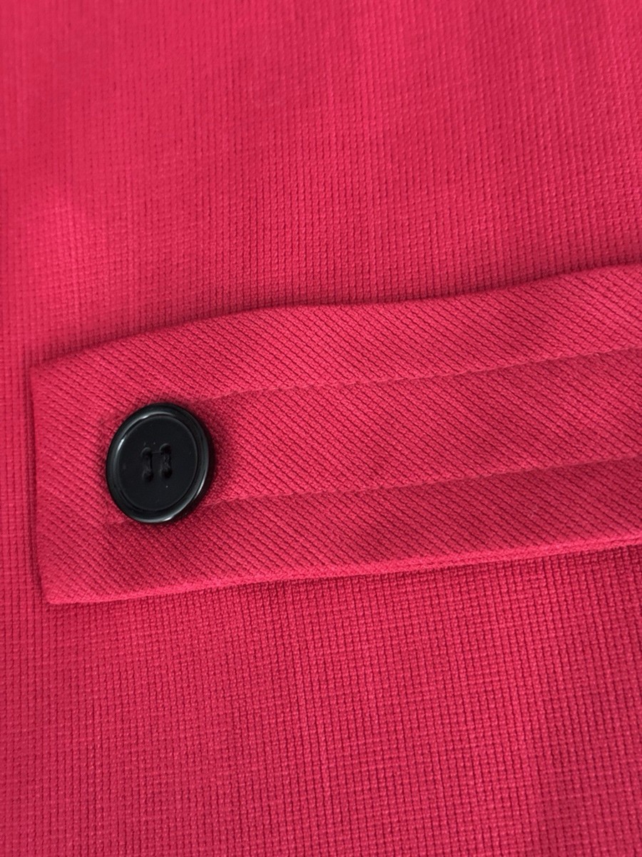 Sweet Suit (24W) Red Jacket, Black Buttons A-line, Long , Easy Care, Work Church View 6