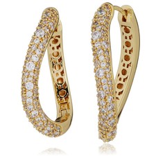 Paul Costello Diamonique Wave Gold Tone Earrings