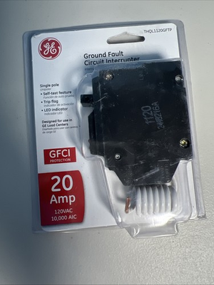 #ad #ad GE 20A Ground Fault Circuit Breaker THQL1120GFTP Single Pole GFCI with Self Test $34.99