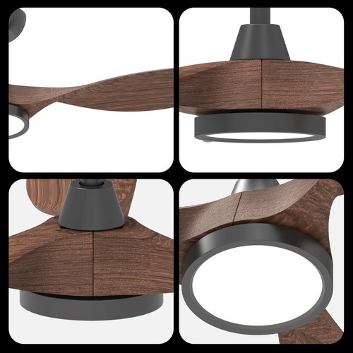 52 Inch Dark Woodgrain Large Airflow Indoor Ceiling Fan With Remote - Picture 8 of 9