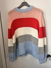 Elodie Sweater Size XL Pink Gray Blue Color Block