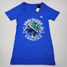 Adidas Vancouver Canucks Women's Small Short Sleeve V Neck T Shirt NEW WITH TAGS