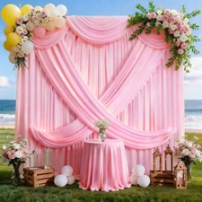 2 Panels Pink Backdrop Curtains Wrinkle Free Polyester Party Decor 5x10 Ft