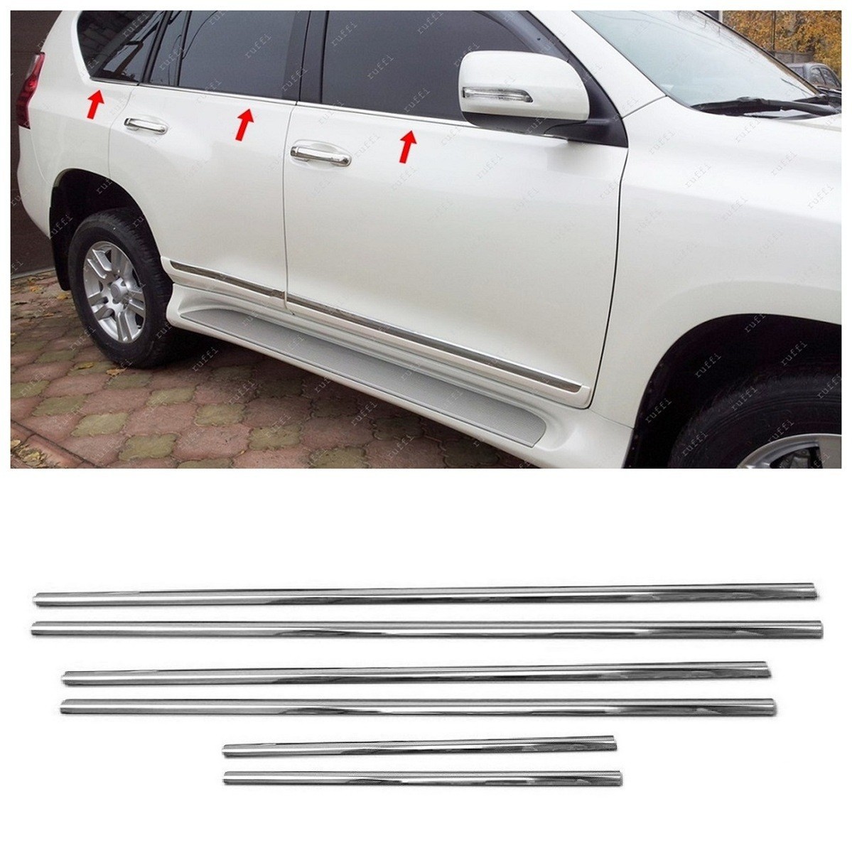 ※ma※ Chrome Windows Frame Trim 6 pcs For Toyota LAND CRUISER PRADO J15
