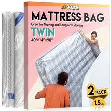 Axgatoxe 2PCS Plastic Mattress Bag for Moving Storage, Twin Size 1.5MIL W...