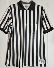 Honigs Men's Large Black White Striped Umpire Referee Short Sleeved Shirt