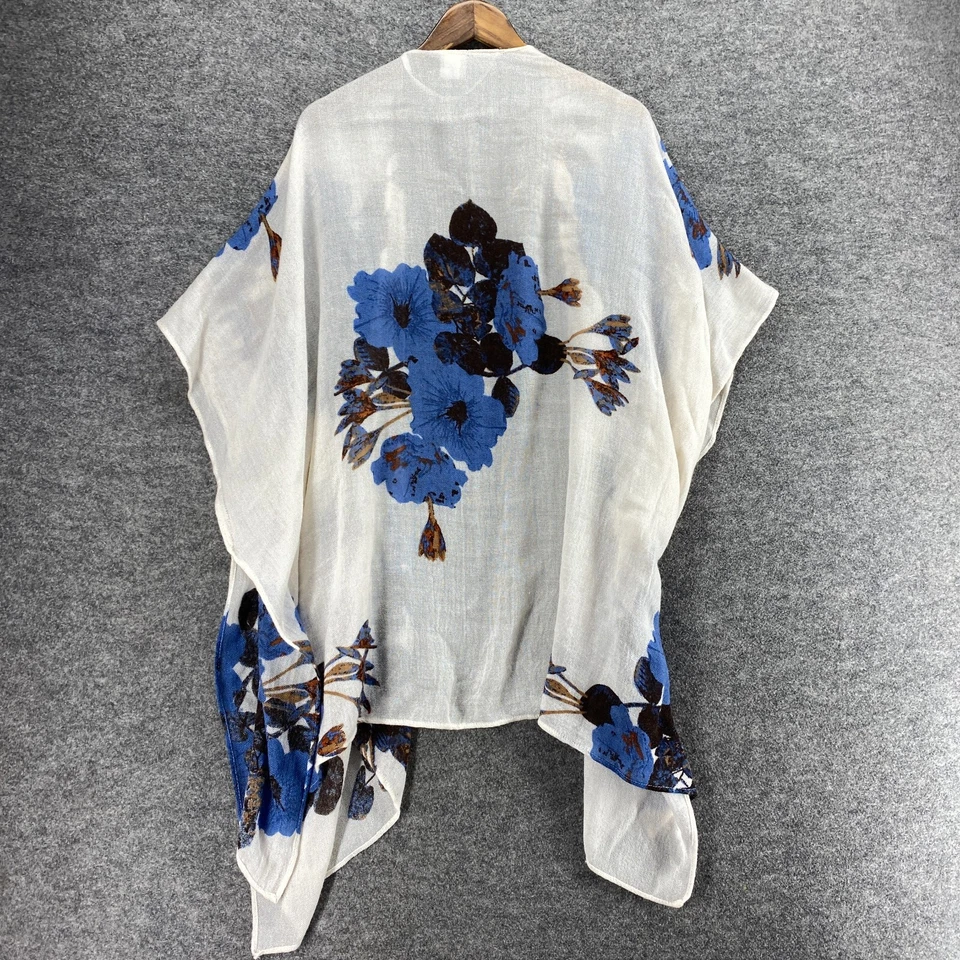 Sonoma Top Women M Medium White Floral Open Front Short Sleeve Casual Breathable - Image 2 of 4