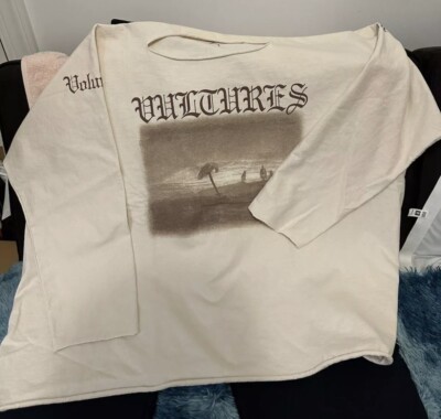 KANYE WEST VULTURES Authentic Cream LS T-shirt Size 3 L/XL White