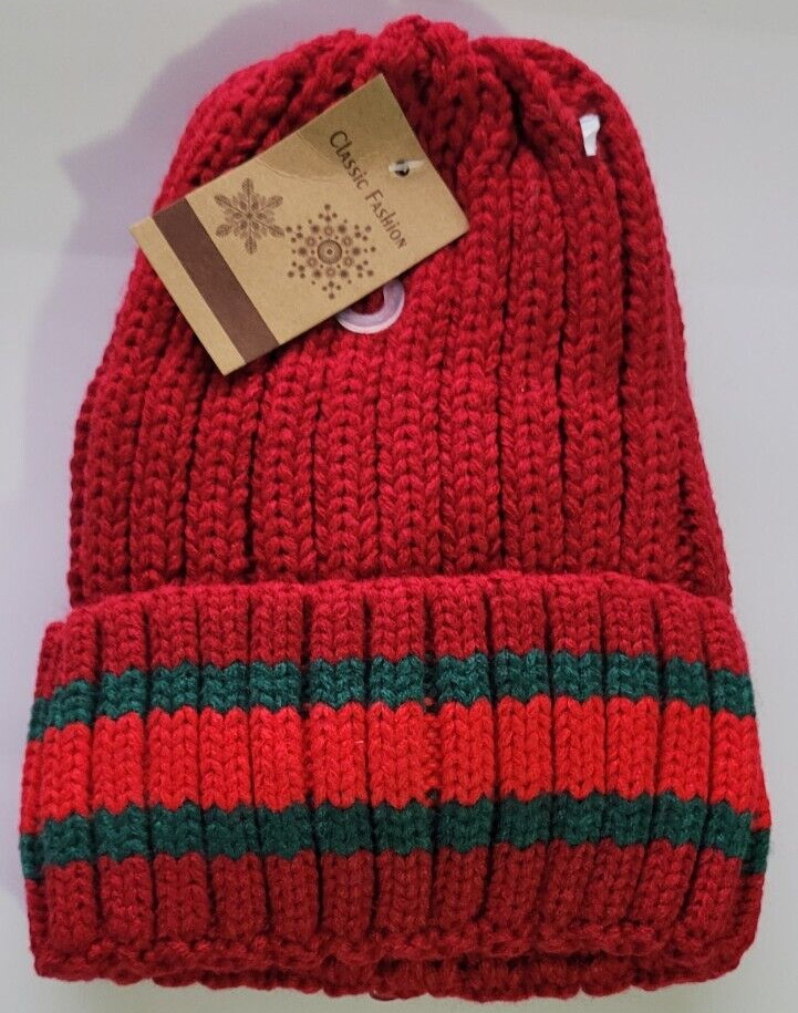 Classic Fashion, Short Cuffed & Padded Beanie, Color Red, One Size Fit All