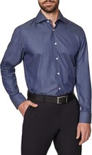 NWT HICKEY FREEMAN CLASSIC FIT MENS DRESS SHIRT MIDNIGHT BLUE 16 16.5 34/35