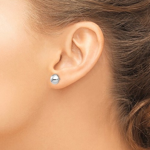 REAL 14K Yellow or White Gold 8mm Polished Button Half Ball Post Stud Earrings - Picture 2 of 16