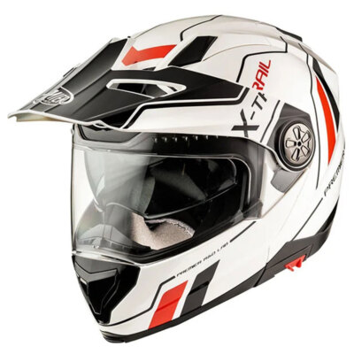 PREMIER X-TRAIL XT 2 WEISS ROT FLIP UP ADVENTURE MOTORRAD DUAL SPORT HELM