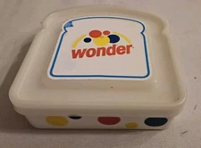 Vintage 2006 Wonder Bread Sandwich Storage Holder Plastic White W/Logo 2 Parts