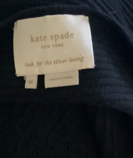 Abito lungo ginocchio Kate Spade New York donna M nero lavorato a maglia aderente e svasato