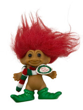 Vintage Christmas RUSS Troll Doll Merry Little Trolls red Hair Scarf