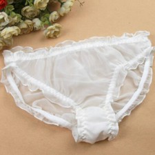 Womens 100 Silk Ruffle Frilly Bikinis Briefs Panties Knaughty Knickers Hotwife