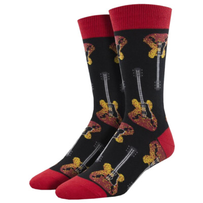 Socksmith Men's Crew Socks Guitar Pick Up Lines Rock Musician Novelty Footwear