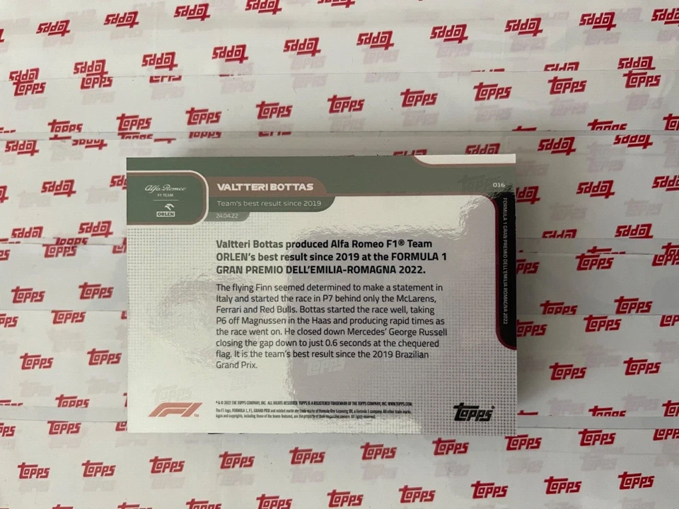 2022 Topps Now F1 #16 VALLTERI BOTTAS BEST FINISH FOR ALPHA ROMEO 2015  - Image 2 of 2