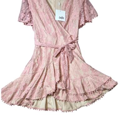 NEW! SELFIE LESLIE Mini Dress XL Blush Pink Lace Faux Wrap Flutter Sleeve Belted | eBay NEW! SELFIE LESLIE Mini Dress XL Blush Pink Lace Faux Wrap Flutter Sleeve Belted | eBay