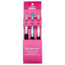 Susan Bates Silvalume Ergonomic Crochet Hook Set-L11/8mm, M13/9mm, and N15/10mm