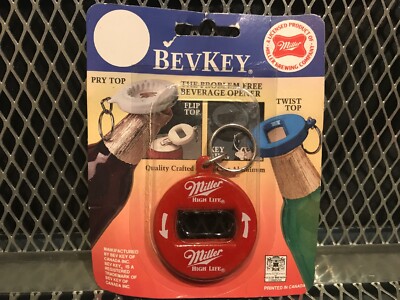 VTG MILLER HIGH LIFE NOS 1988 Bev Key  3 in 1 Beer Bottle Opener Key Chain READ