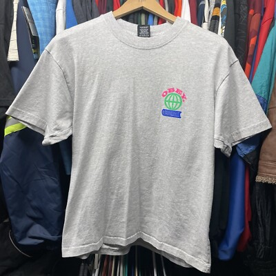 #ad #ad Obey Adult Small Gray T Shirt Knowledge Is Power Has Marks Vintage 1990s $9.59