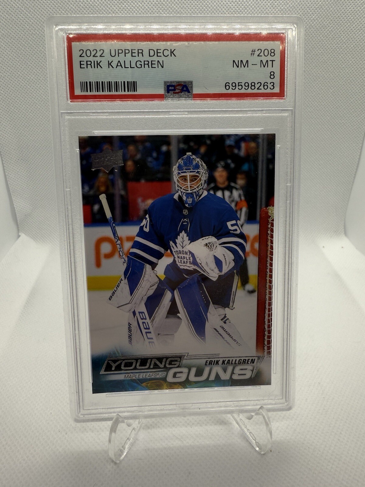 2022-23 Upper Deck Series 1 - Young Guns #208 Erik Kallgren (RC) Leafs PSA 8