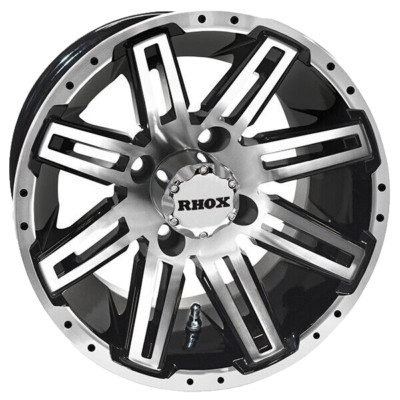 2) Pair of Wheel RHOX RX265, Machined Gloss Black, 12x7, ET-25