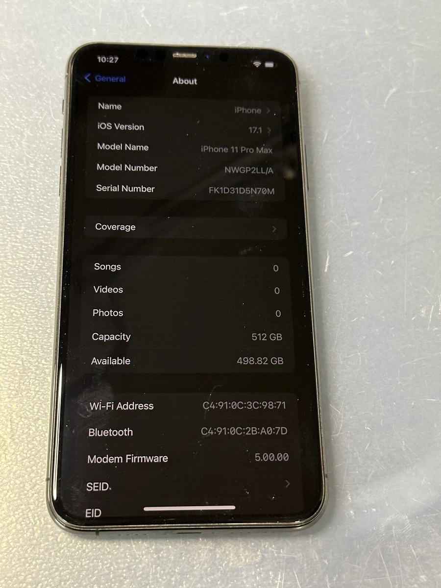 Apple A2161 iPhone 11 Pro Max - 512GB - Space Grey (Unlocked