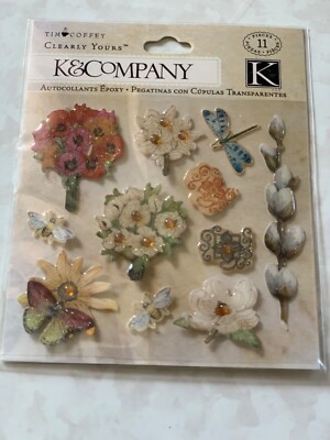 K&Y♡ K&COMPANY TIM COFFEY 3D EPOXY FLORAL STICKERS 'BLOSSOMWOOD