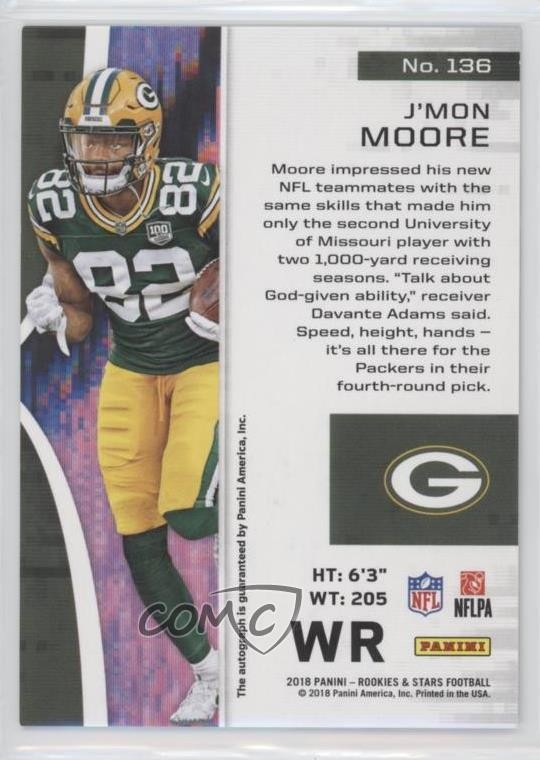 2018 Rookies & Stars Longevity Purple Signatures 7/25 J'Mon Moore Auto RC e6p