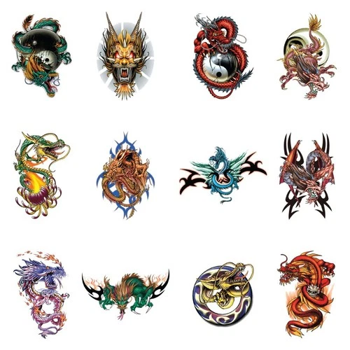 Dragon Temporary Tattoos Choose Individuals or a Set  3.5" x 2.5" - product listing photo