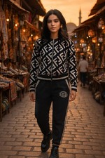 Logo maglia tuta tuta set jogging jogger maglione pantaloni galon righe M