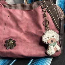 Poodle Chala Handbag Bowling Zip Tote Large Bag Dusty Rose Pleather gift Puppy