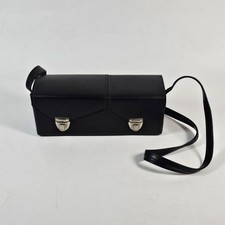 Vintage Black Double Compartment Camera Lens Case w/ Strap